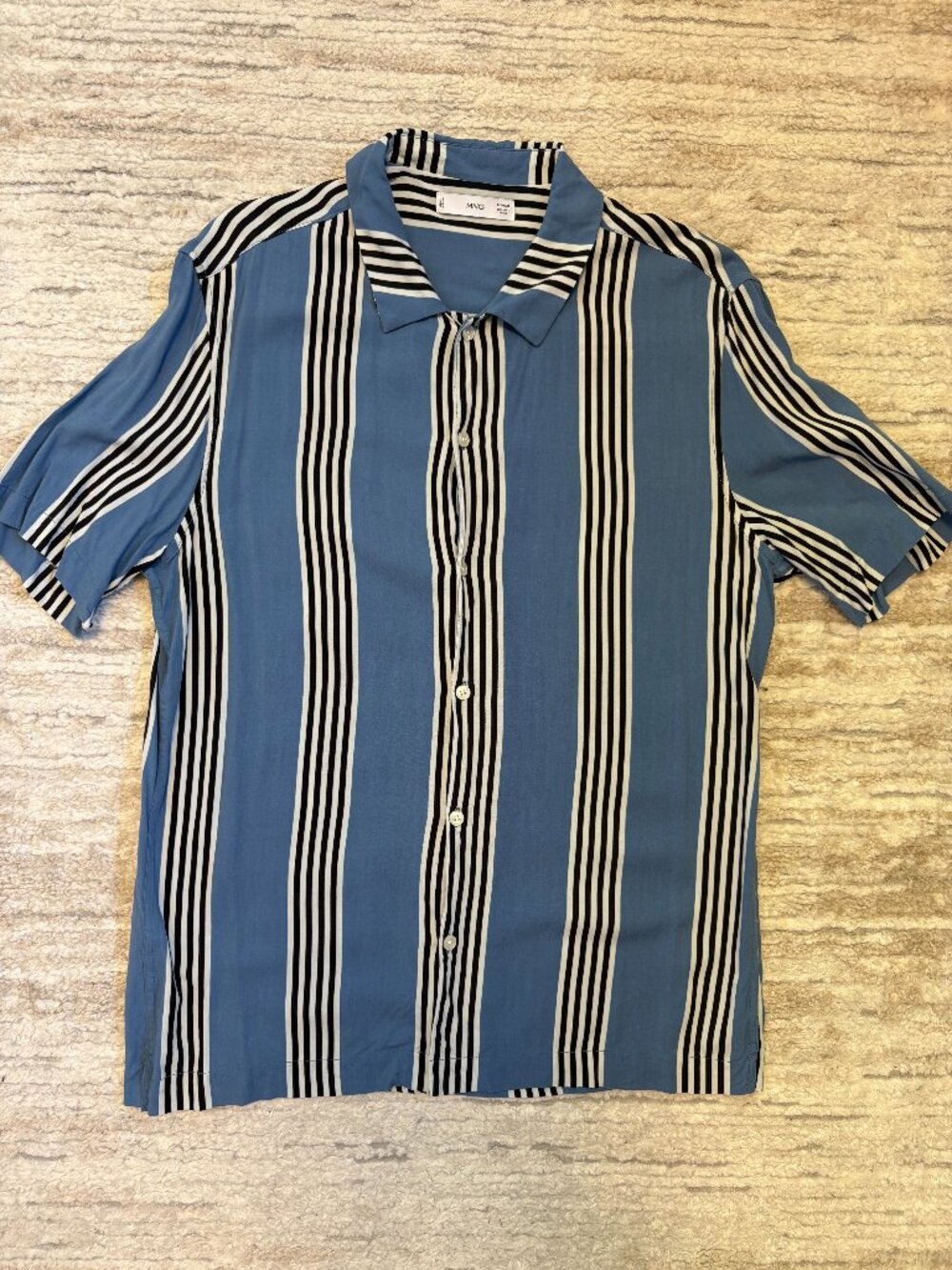 MNG Short Sleeve Button Up Shirt [SIZE L] Mens [BLUE] Casual Shirt